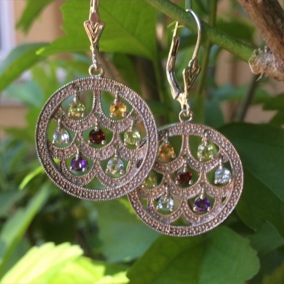 14k gold earrings with gemstones - Picture 4 of 7